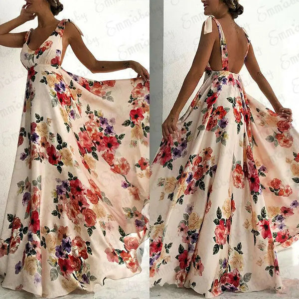 Robe longue à fleurs