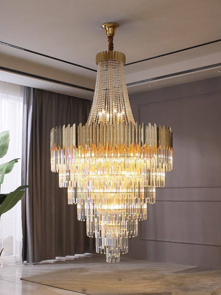 Grand lustre en cristal or villa de luxe