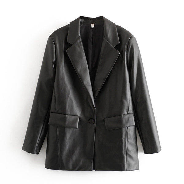 Faux cuir Blazer femme