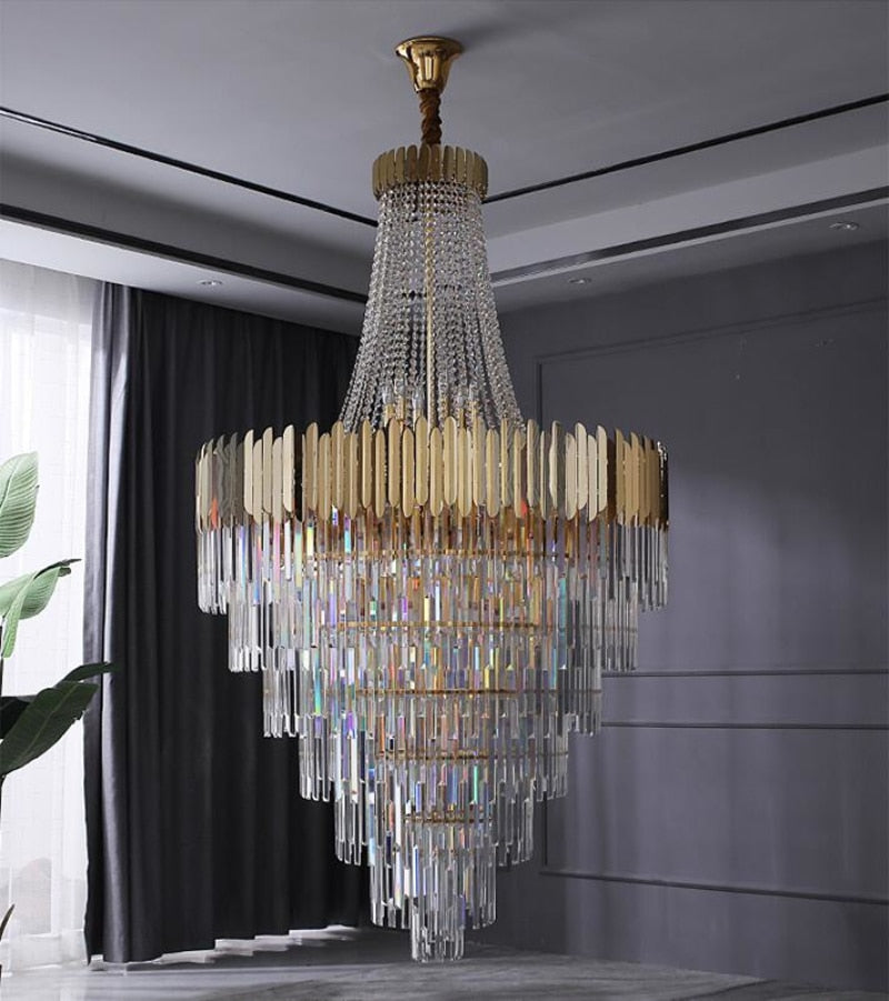 Grand lustre en cristal or villa de luxe