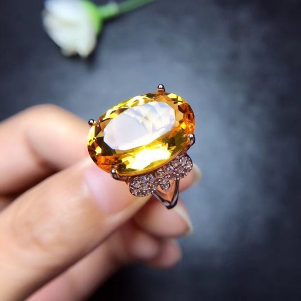 Bague en citrine naturelle, 10 carats