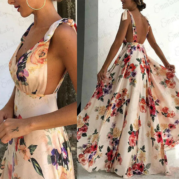 Robe longue à fleurs