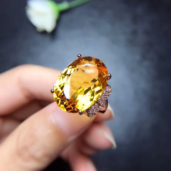 Bague en citrine naturelle, 10 carats